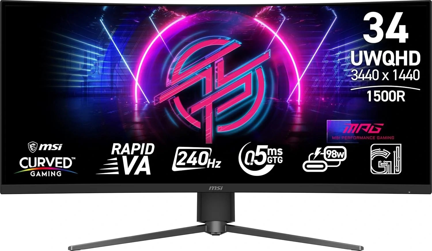 مانیتور خمیده گیمینگ 34 اینچ ام اس آی مدل MSI MPG 346CQRF X24