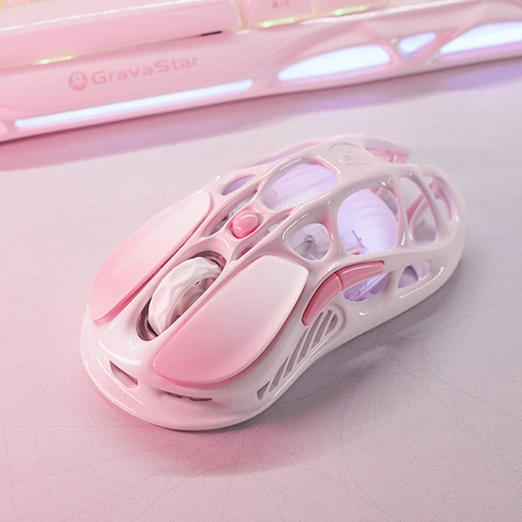 ماوس بی سیم گیمینگ گراوا استار مدل GRAVASTAR M1 PRO_PNK Sakura Pink - تصویر 4