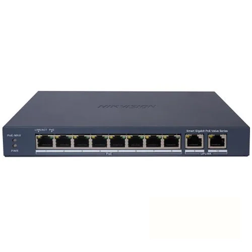 سوئیچ شبکه هوشمند گیگابیتی ۸ پورت PoE | HIKVISION | مدل DS-3E1510P-EI/M