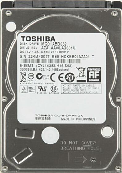Toshiba 2.5 inch 320GB SATA HDD