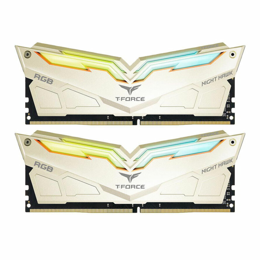 رم تیم گروپ طلایی NIGHT HAWK RGB 32GB 16GBX2 3200Mhz CL16