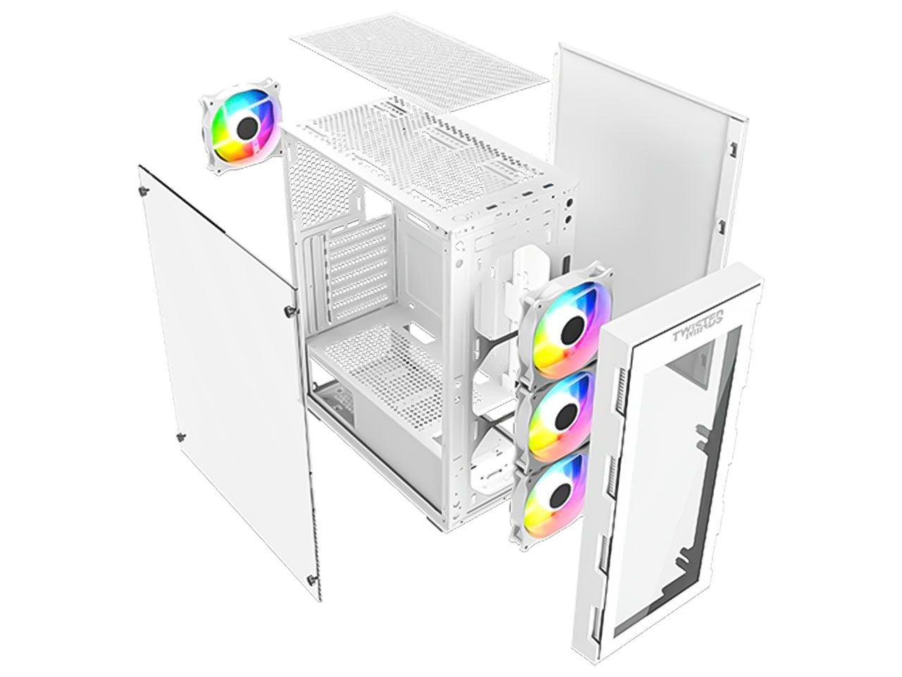 کیس کامپیوتر تویستد مایندز مدل Twisted Minds Titan Glass سفید - تصویر 8